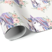 魔法のユニコーンママ&ベビー水彩パターン ラッピングペーパー (ロールコーナー)