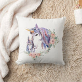 魔法のユニコーンママ&ベビー水彩 クッション (ブランケット)