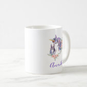 魔法のユニコーンママ&ベビー水彩 コーヒーマグカップ (正面右)