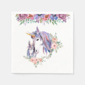 魔法のユニコーンママ&ベビー水彩 スタンダードカクテルナプキン (正面)