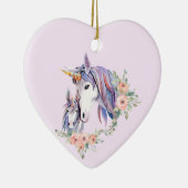 魔法のユニコーンママ&ベビー水彩 セラミックオーナメント (右)