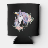 魔法のユニコーンママ&ベビー水彩 缶クーラー (正面)