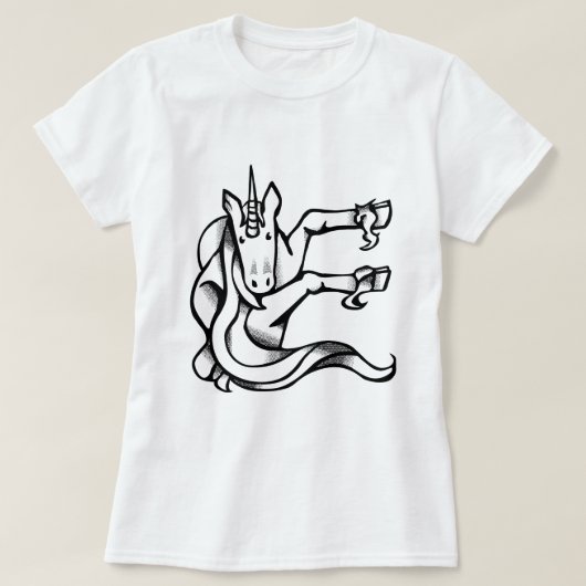 魔法のユニコーンモノグラムEかわいい Tシャツ (デザイン正面)