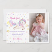 魔法のユニコーンレインボーフォトサンキューカード 招待状 (正面)