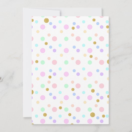 魔法のユニコーンレインボー誕生日ピンク金ゴールド紫 招待状 (裏面)