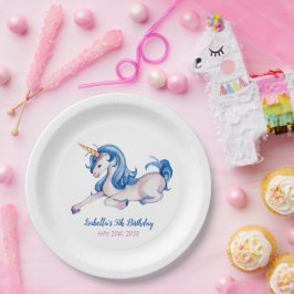 魔法のユニコーンレインボー 5歳の誕生日パーティー ペーパープレート