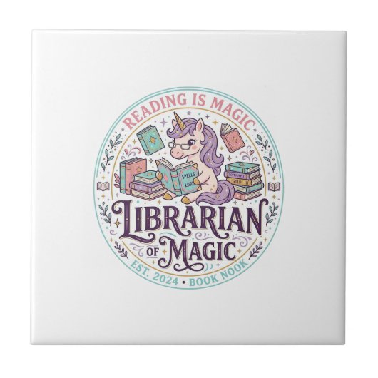 魔法のユニコーン司書 オリジナル商品 グラフィック タイル (正面)