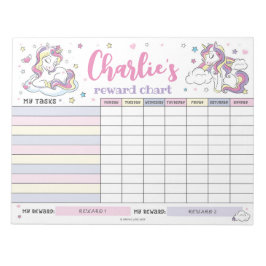 魔法のユニコーン報酬チャートのパーソナライズされたタスク ノートパッド