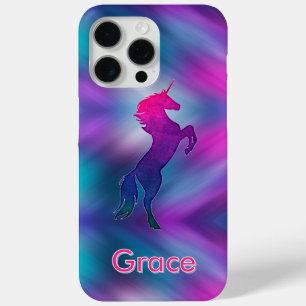 魔法のユニコーン女の子の水色グラデーション iPhone 15 PRO MAXケース