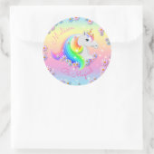 魔法のユニコーン女パーソナライズされたの子パーティー ラウンドシール (バッグ)