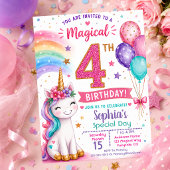 魔法のユニコーン女子の4歳の誕生日 招待状