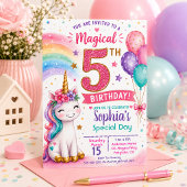 魔法のユニコーン女子5歳の誕生日 招待状