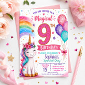 魔法のユニコーン女子9歳の誕生日 招待状