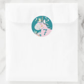 魔法のユニコーン少女の誕生日パーティーのカスタム年齢 ラウンドシール (バッグ)