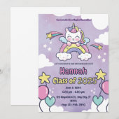 魔法のユニコーン幼稚園卒業式招待状 招待状 (正面/裏面)