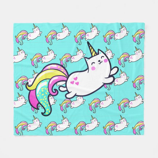 魔法のユニコーン模様 - フリースブランケット (正面(横))