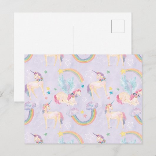 魔法のユニコーン模様 ポストカード (正面/裏面)