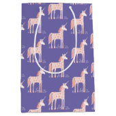 魔法のユニコーン模様（紫） ミディアムペーパーバッグ (正面)