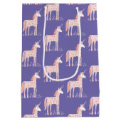 魔法のユニコーン模様（紫） ミディアムペーパーバッグ (裏面)