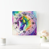 魔法のユニコーン正方形の壁時計 スクエア壁時計 (ホーム)