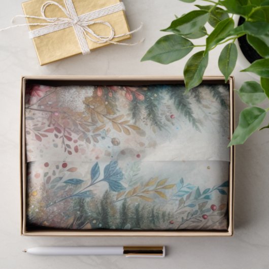 魔法のユニコーン水の色のフローラ森のデコページ 薄葉紙 (ギフト)