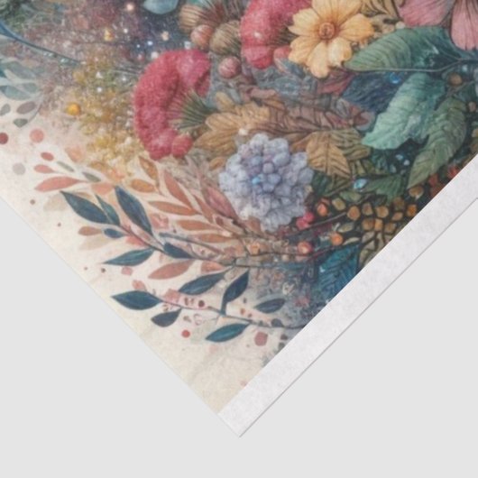 魔法のユニコーン水の色のフローラ森のデコページ 薄葉紙 (詳細)