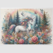 魔法のユニコーン水の色のフローラ森のデコページ 薄葉紙 (正面)