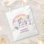 魔法のユニコーン水の色の最初の誕生日パーティー フェイバーバッグ (クリップ留めされた状態)