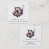 魔法のユニコーン水の色の正方形ビジネスカード スクエア名刺 (正面/裏面)