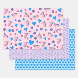 魔法のユニコーン神話の馬とハート ラッピングペーパーシート