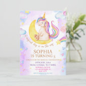 魔法のユニコーン紫の水色の誕生日パーティー 招待状 (スタンド正面)