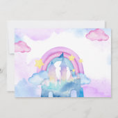 魔法のユニコーン紫の水色の誕生日パーティー 招待状 (裏面)