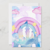 魔法のユニコーン紫の水色の誕生日パーティー 招待状 (裏面)