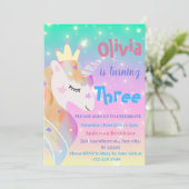 魔法のユニコーン紫の水色の誕生日パーティー 招待状 (スタンド正面)