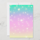 魔法のユニコーン紫の水色の誕生日パーティー 招待状 (裏面)