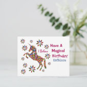 魔法のユニコーン花誕生日パーソナライズ ポストカード (スタンド正面)