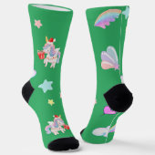 魔法のユニコーン虹のクリスマス誕生日パーティー ソックス (傾斜あり)