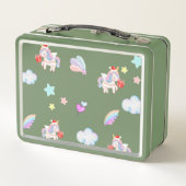 魔法のユニコーン虹のクリスマス誕生日パーティー メタルランチボックス (裏面)