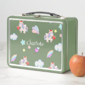 魔法のユニコーン虹のクリスマス誕生日パーティー メタルランチボックス (インサイチュ)