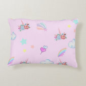 魔法のユニコーン虹のグラデーション誕生日パーティー アクセントクッション (裏面)