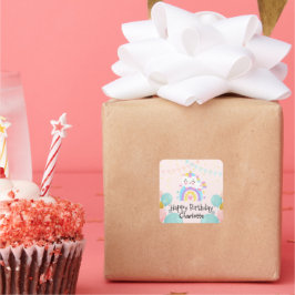 魔法のユニコーン虹のグラデーション誕生日パーティー スクエアシール