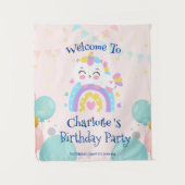 魔法のユニコーン虹のグラデーション誕生日パーティー タペストリー (正面)
