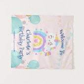 魔法のユニコーン虹のグラデーション誕生日パーティー タペストリー (正面(横))