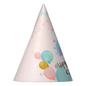 魔法のユニコーン虹のグラデーション誕生日パーティー パーティーハット (左)