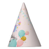 魔法のユニコーン虹のグラデーション誕生日パーティー パーティーハット (右)