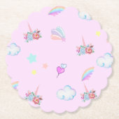 魔法のユニコーン虹のグラデーション誕生日パーティー ペーパーコースター (正面)