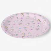 魔法のユニコーン虹のグラデーション誕生日パーティー ペーパープレート (アングル)