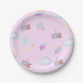 魔法のユニコーン虹のグラデーション誕生日パーティー ペーパープレート (正面)