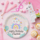 魔法のユニコーン虹のグラデーション誕生日パーティー ペーパープレート (パーティー)