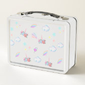 魔法のユニコーン虹のグラデーション誕生日パーティー メタルランチボックス (裏面)